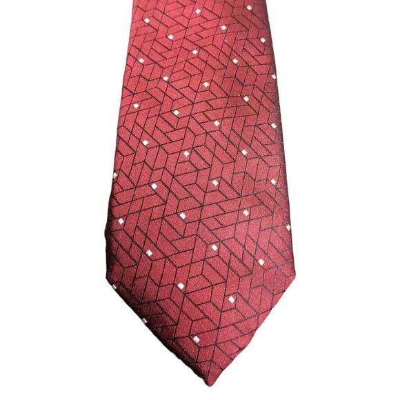 Saddlebred Other - Alfani Tie Silk Red geometric white square 60 inches Business wedding formal